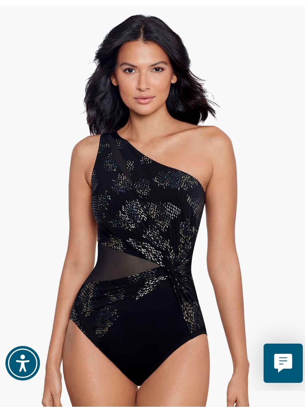 Miraclesuit Black One-Shoulder Swimsuit